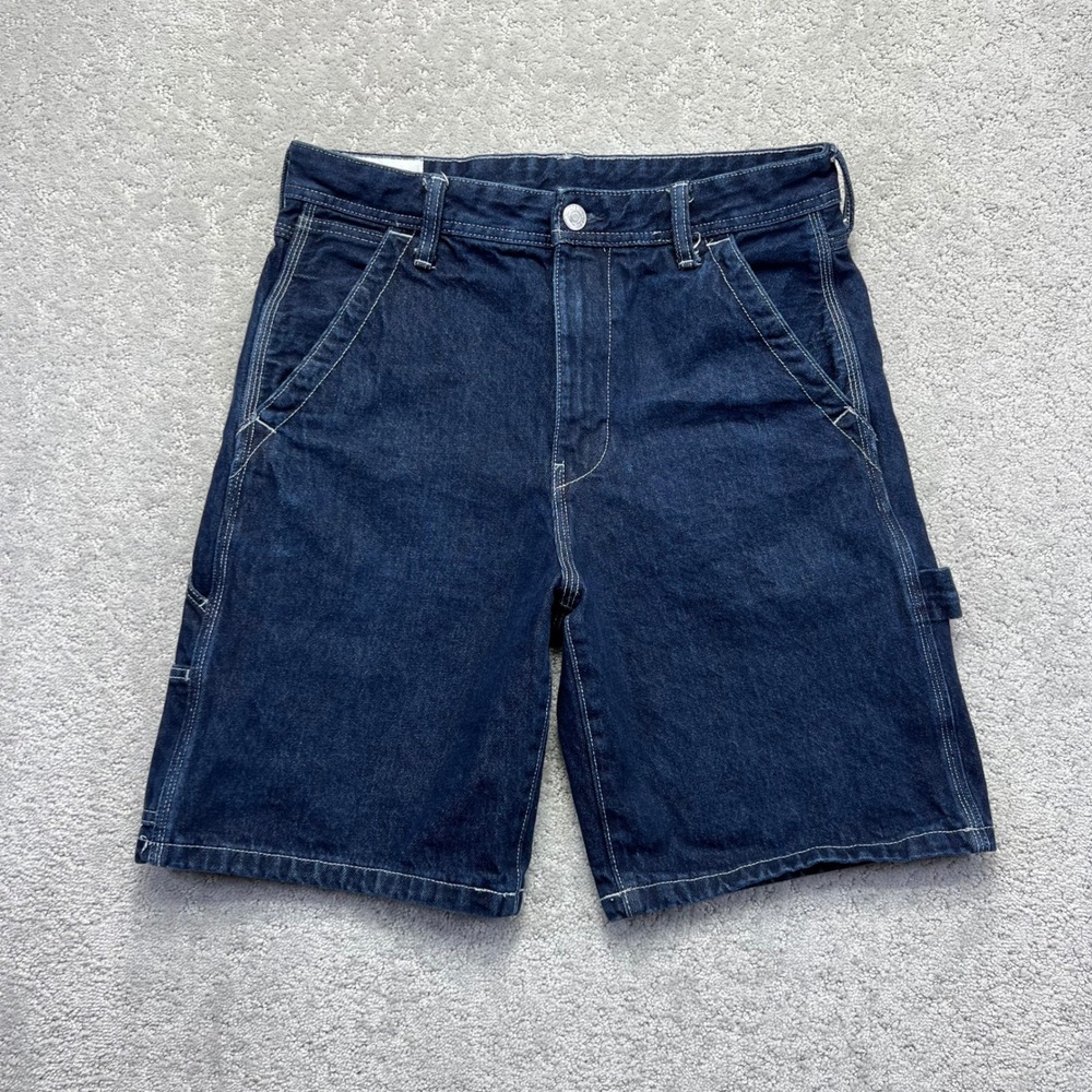 H&M Denim Carpenter Shorts Mens 30 Fits 32 Relaxed Blue Dark Wash‎ Cotton Baggy
